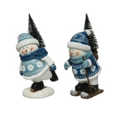 Snowman snow and glitter finish palstic xmas tree 2ass