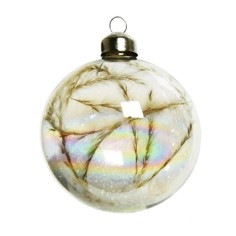 Bauble glass iridescent dried flowers/grasses