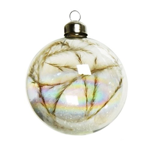 Bauble glass iridescent dried flowers/grasses