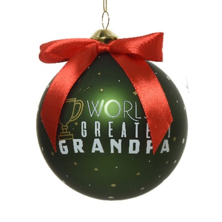 Bauble glass matt family text blue