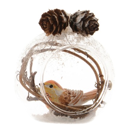 copy of Bauble glass transparent bird inside pinecones