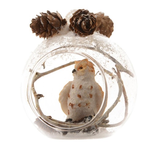 copy of Bauble glass transparent bird inside pinecones