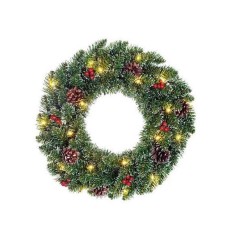 Creston wreath led battery operated green 20L TIPS 106 - 45cm