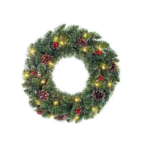 Creston wreath led battery operated green 20L TIPS 106 - 45cm