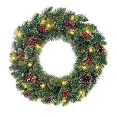 Creston wreath led battery operated green 30L TIPS 142 - 60cm