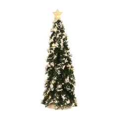 Snowy Conifer with lights h34xd9cm