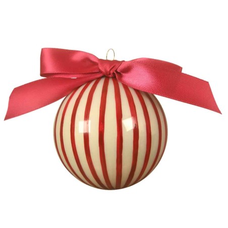 Pack 3 Bauble glass red white stripes