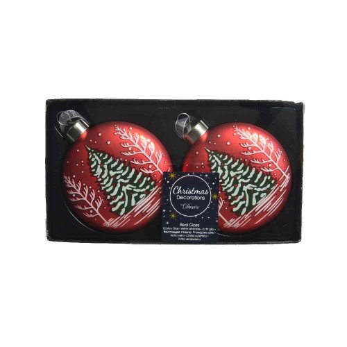 Pack 2 Bauble matt color christmas tree red