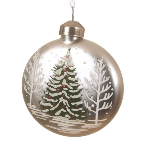 Pack 2 Bauble matt color christmas tree silver