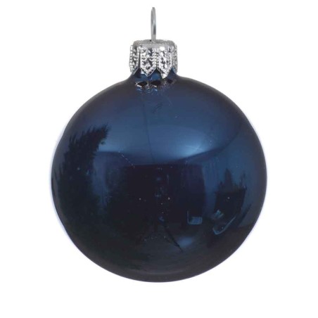 Pack 6 Bauble glass shiny blue