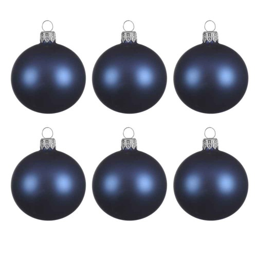 Pack 6 Bauble glass shiny blue matt