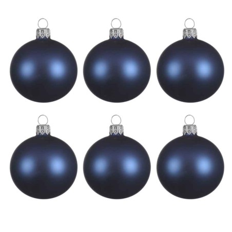 Pack 6 Bauble glass shiny blue matt