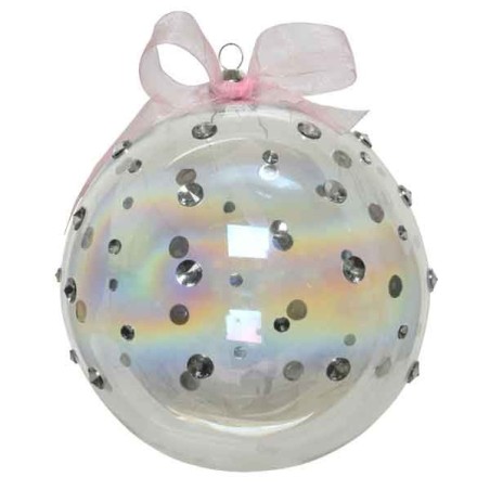 Bauble glass iris finish spangle-pink organza bow