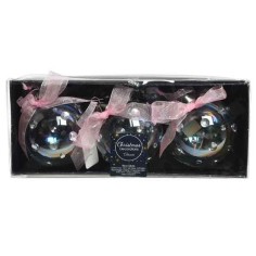Bauble glass iris finish spangle-pink organza bow