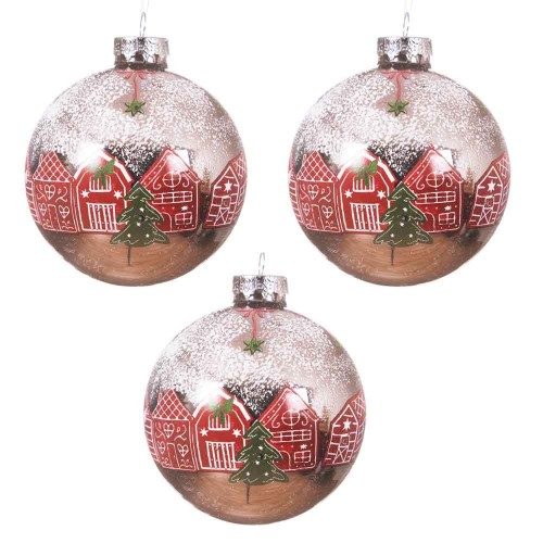 Bauble glass silver inside house-snow