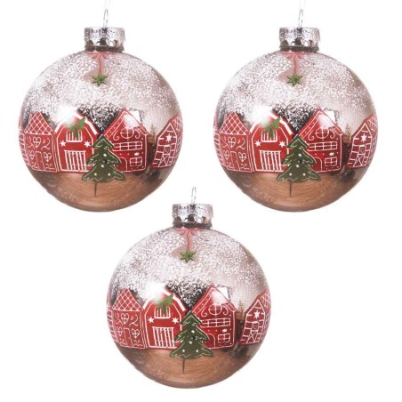 Bauble glass silver inside house-snow