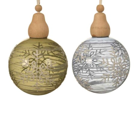 Bauble glass transparent color snowflake 2col ass
