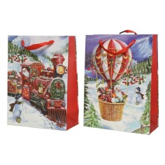 Giftbag paper rectangle white glitter air ballon