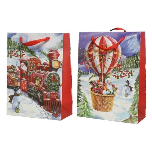 Giftbag paper rectangle white glitter air ballon