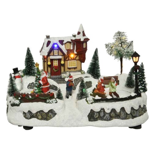 LED scenery polyresin winter scenery children