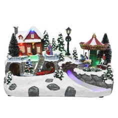 LED scenery polyresin village