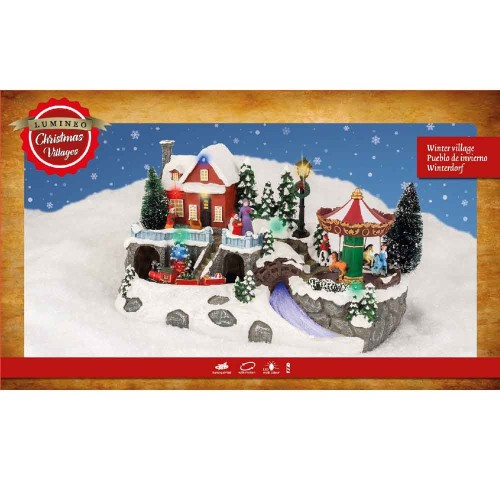 LED scenery polyresin village