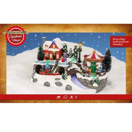 LED scenery polyresin village