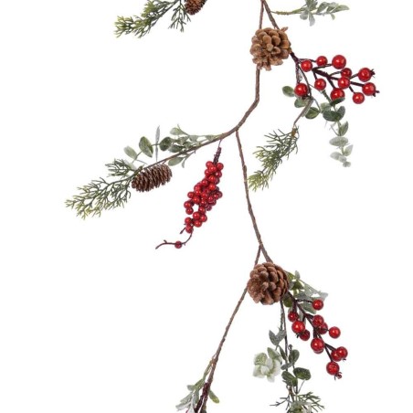 Garland Presentation type plastic glitter berries- pinecones