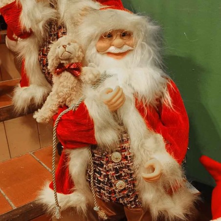Weihnachtsmann mit Hund 60cm