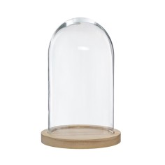 Campana cristal base madera