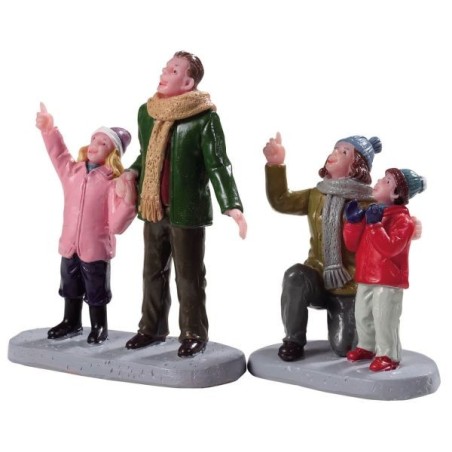 PEOPLE ADMIRING FIREWORKS, SET OF 2