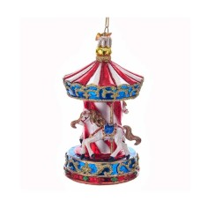 4.5"NOBLE GEMS GLASS CAROUSEL ORN.