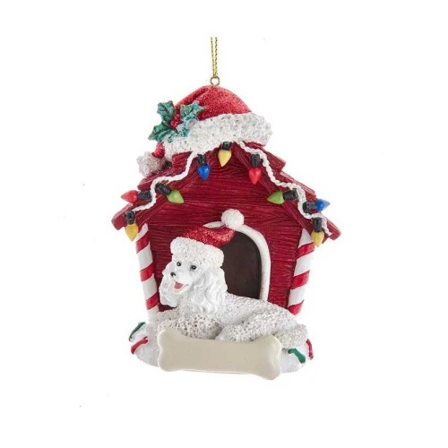 4"RESIN POODLE W/DOGHOUSE ORN.