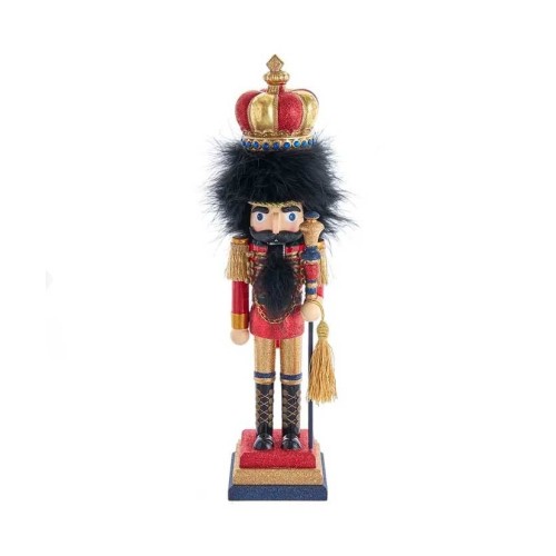 18"HOLLY WOOD RED & GOLD NUTCRACKER