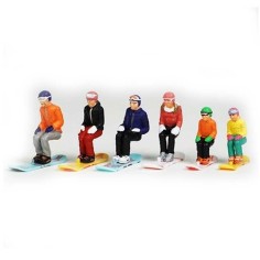 Figurines Sitting Snowboard 6Pc 1:32