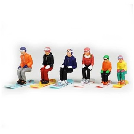 Figurines Sitting Snowboard 6Pc 1:32
