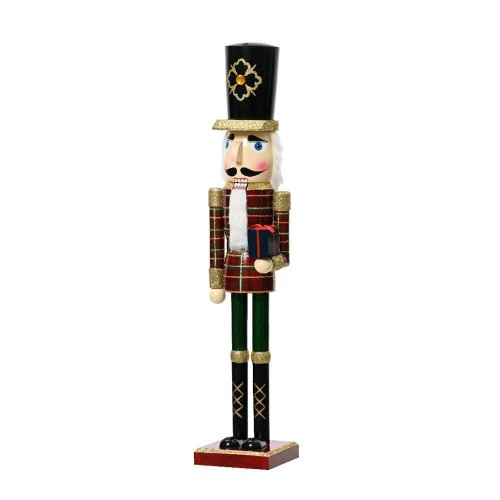 Nutcracker firwood check clothes with gift 76cm