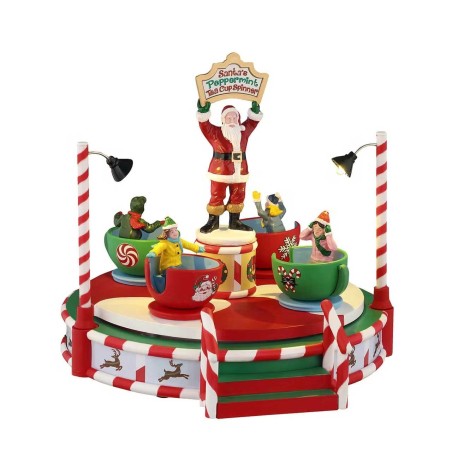 Santa's Peppermint Teacup Spinner Lemax