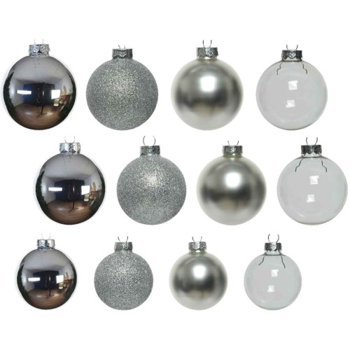 Pack 42 Bauble glass silver