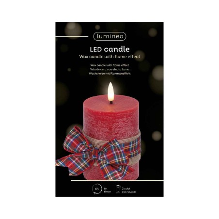LED wick candle red 13cm