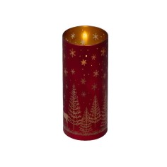 LED candle glass red 17,5cm