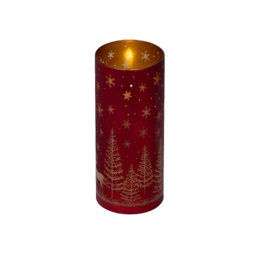LED candle glass red 17,5cm
