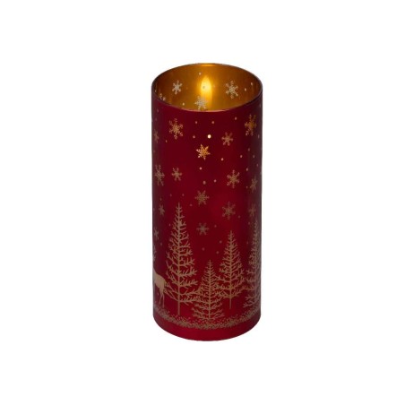 LED candle glass red 17,5cm