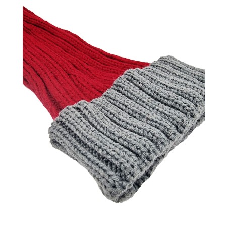 Santa hat - Red w. grey brim coarse knit
