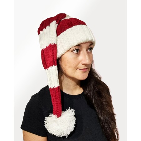Santa hat - Red/white striped coarse knit