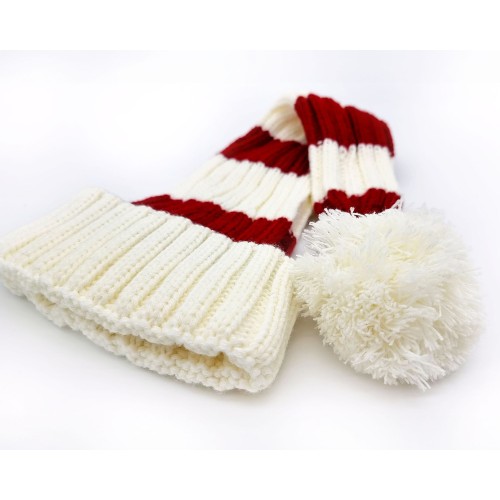 Santa hat - Red/white striped coarse knit