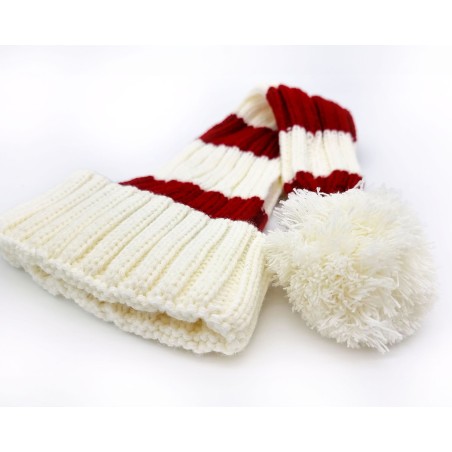 Santa hat - Red/white striped coarse knit