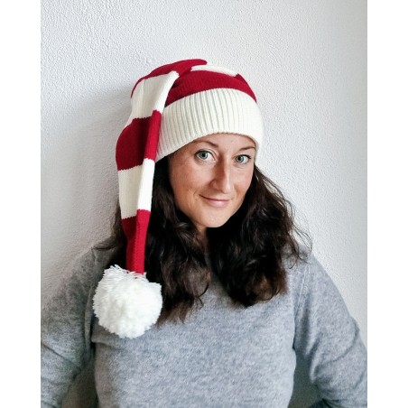 Santa hat - Red/white striped flat knit