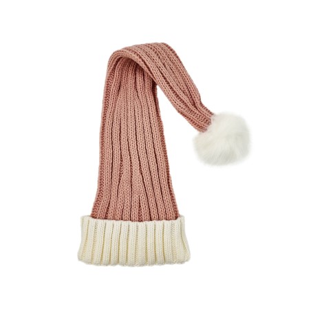 Santa hat - Pink w. white brim coarse knit