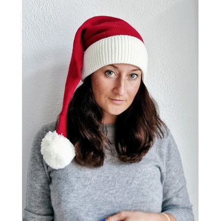Santa hat - Red w. white brim flat knit